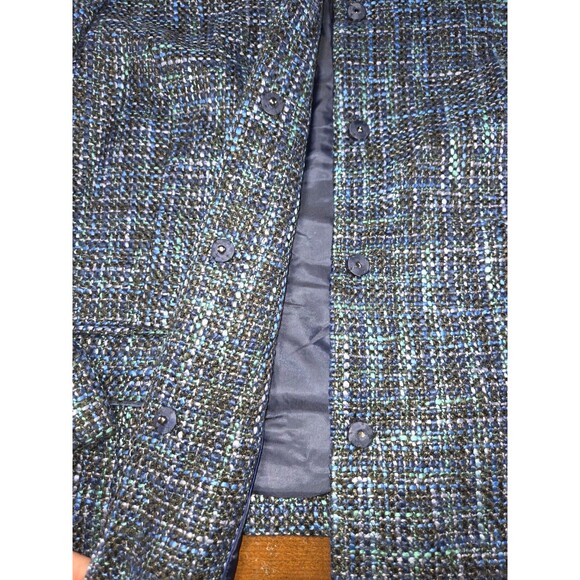 Talbots Tweed Jacket Women's Size 20 Blue Collarless Blazer Snap Front Career - Picture 6 of 8